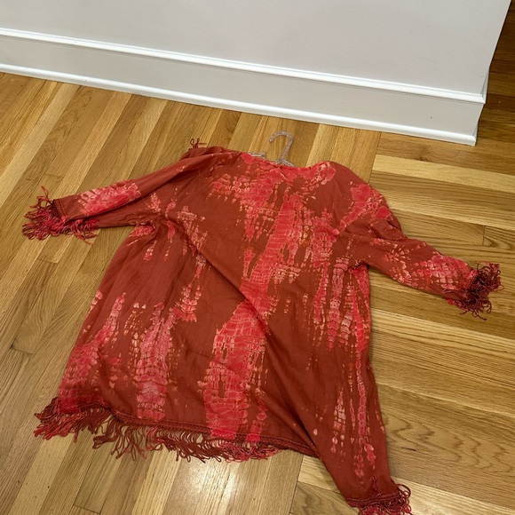 American Rag Red Tie-Dye Boho Ruana - Picture 9 of 11